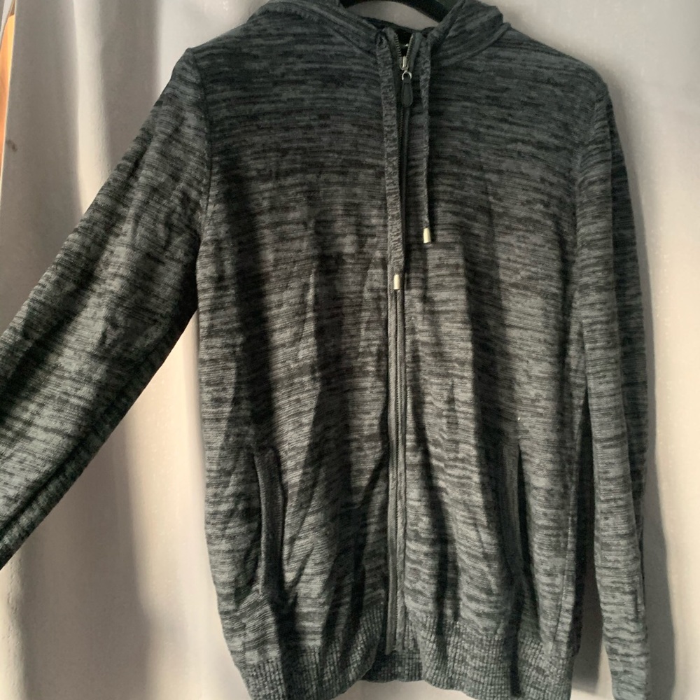 Grey hooded zip sweater